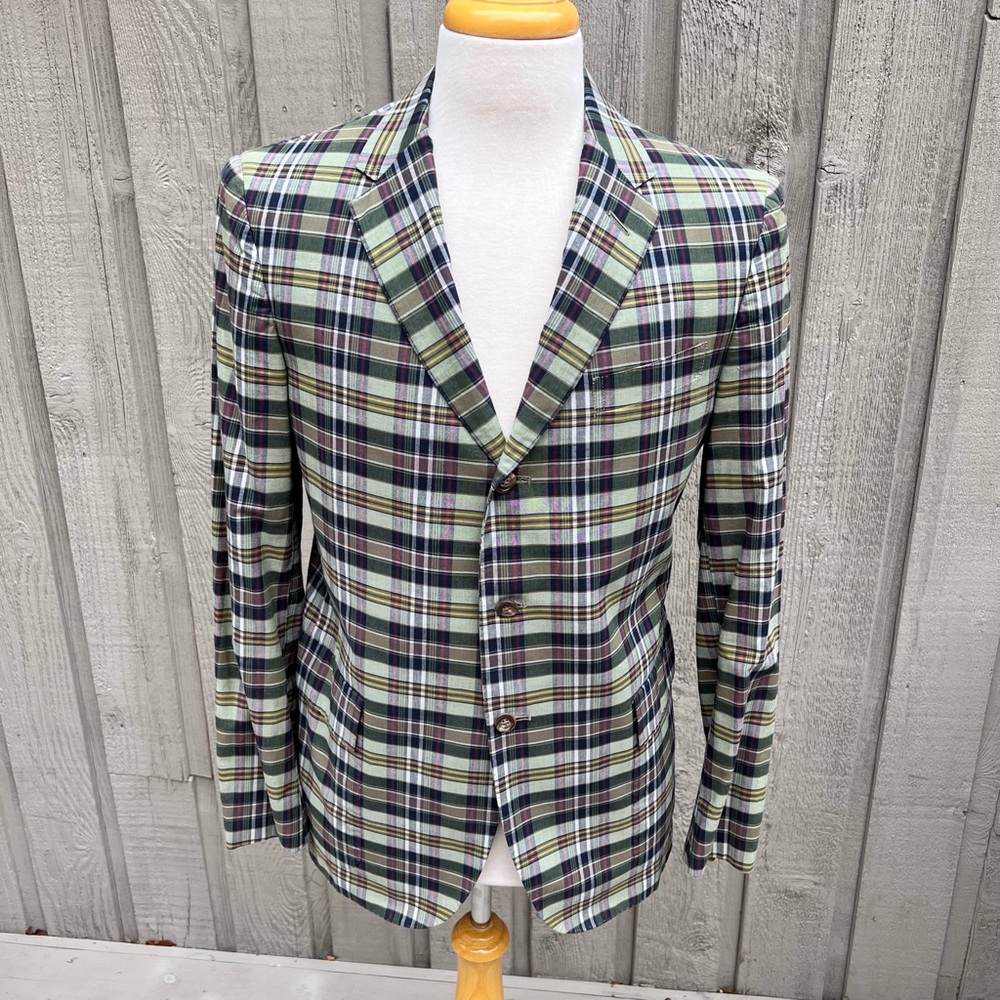 Polo Ralph Lauren Green Plaid Cotton Blazer